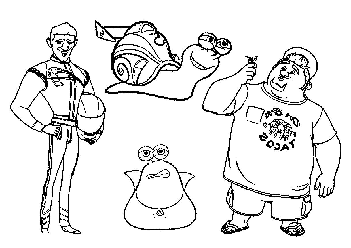 Varios personajes Turbo para imprimir y colorear