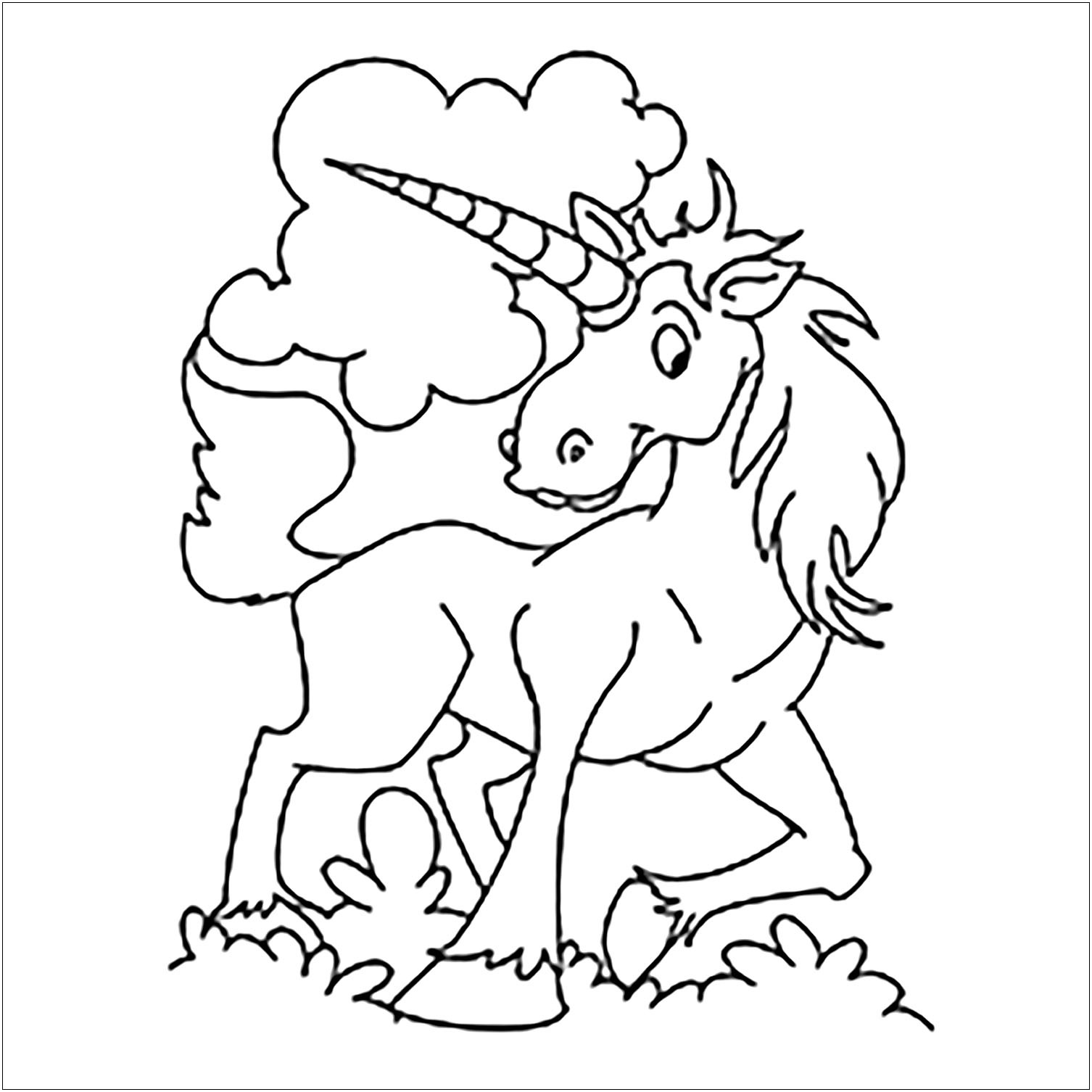 Página para colorear de un unicornio