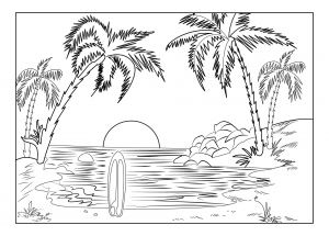 Dibujos para colorear de vacaciones en el mar para niños