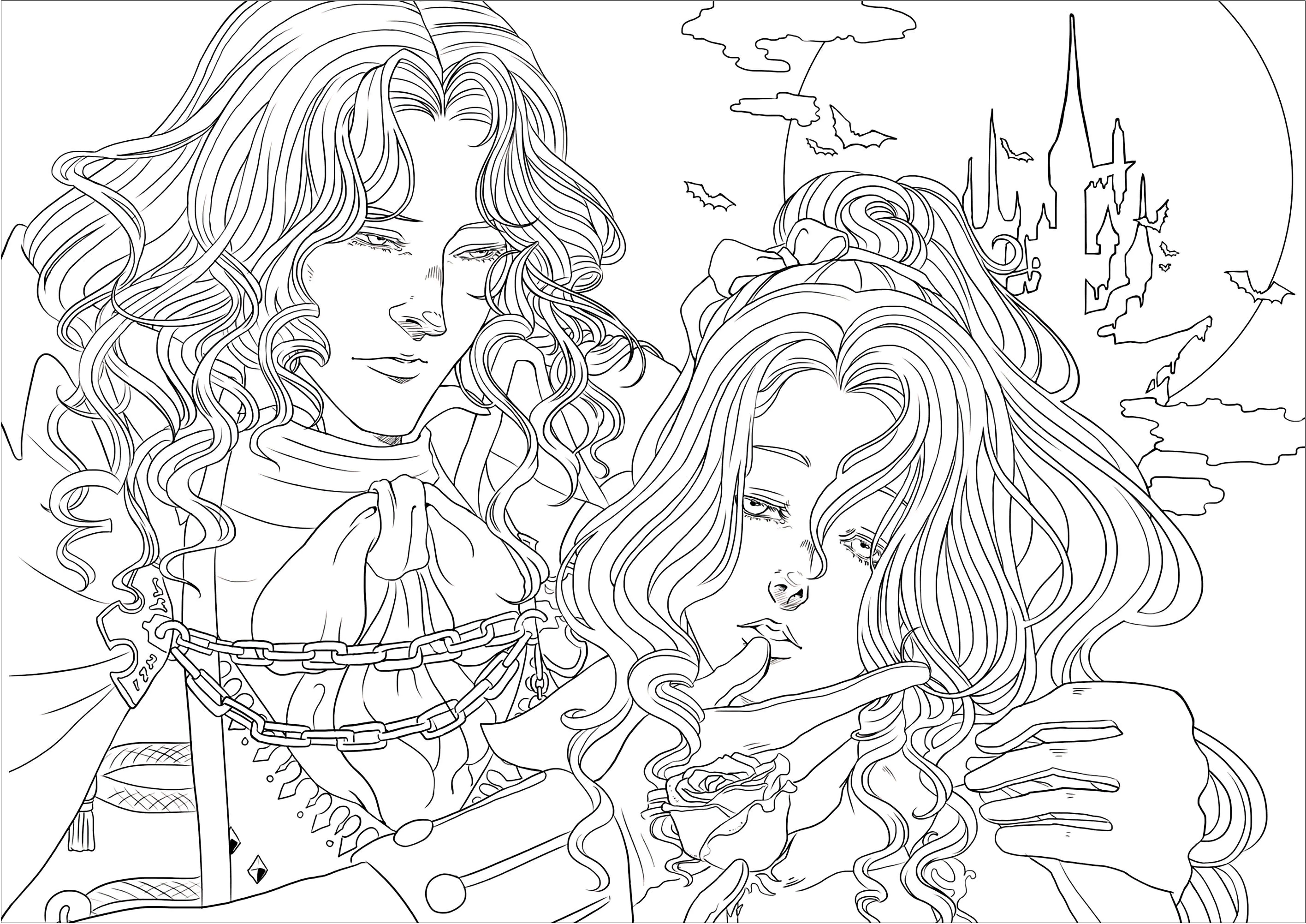 Lámina de Vampiros para imprimir y colorear