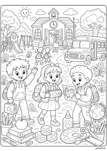 Regreso a la escuela (coloreado con muchos detalles)
