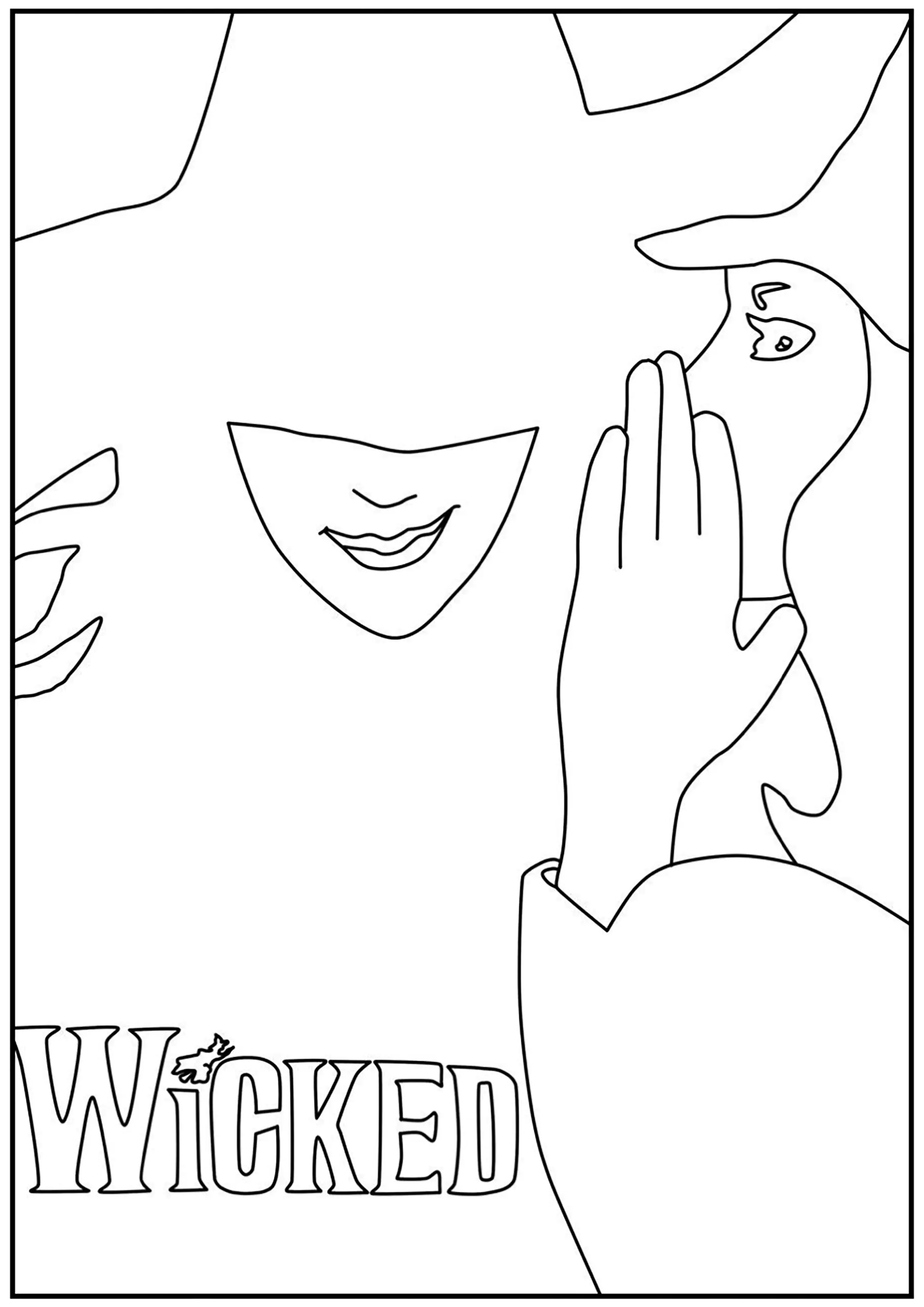 Cartel de Wicked (el musical de Broadway) (Página para imprimir para niños)