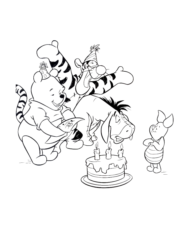 Imagen imprimible de Winnie, celebrando su cumpleaños Imagen imprimible de Winnie, celebrando su cumpleaños