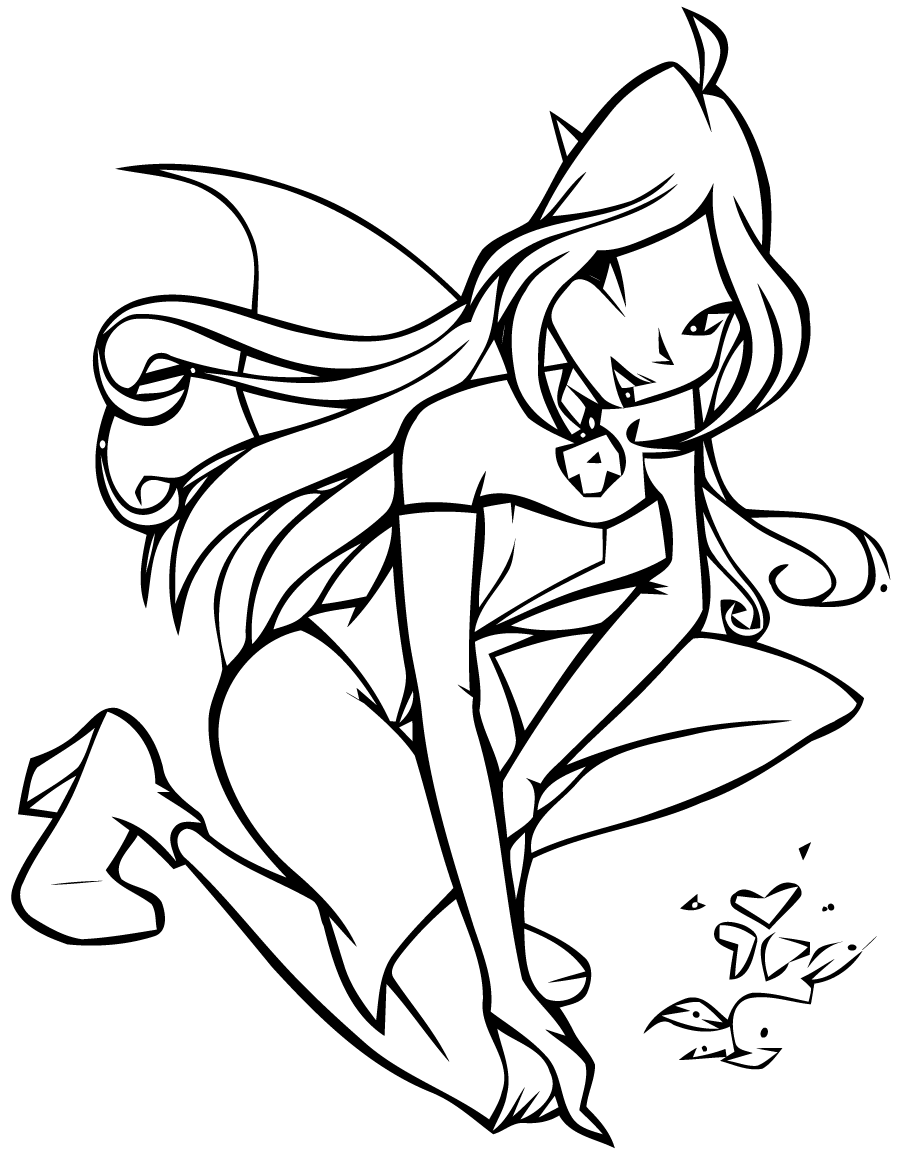 Dibujo sencillo de Winx para imprimir y colorear