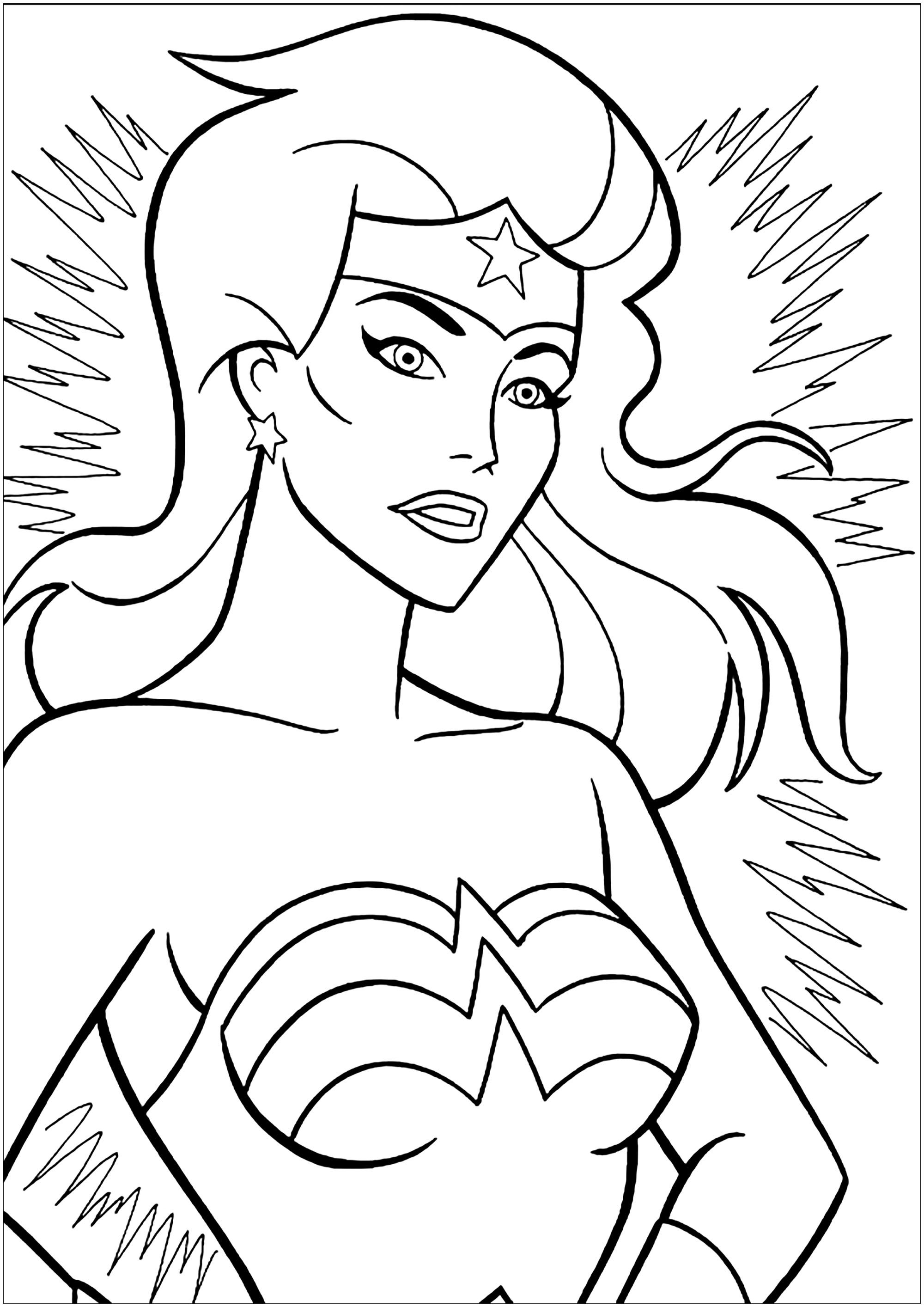 Página de para imprimir : Wonder Woman enfadada Página de para imprimir para niños : Wonder Woman enfadada