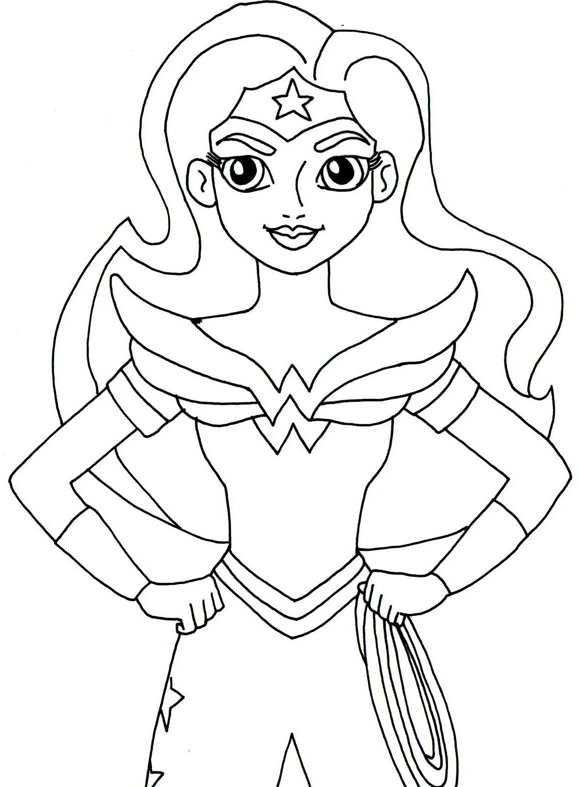 Página de para imprimir : Wonder Woman en versión simple Página de para imprimir para niños : Wonder Woman en versión simple