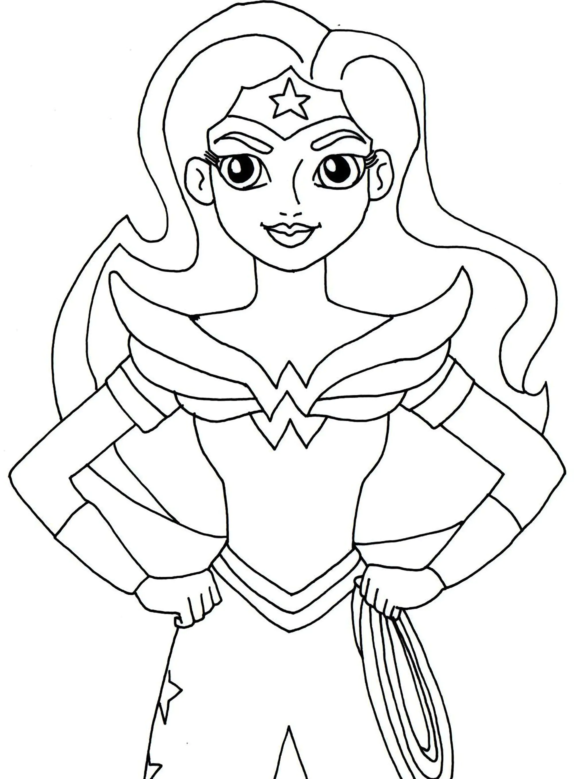 Wonder Woman en versión simple (Página para imprimir para niños)