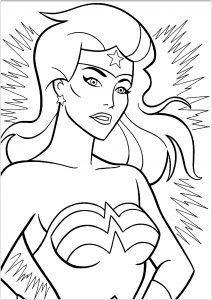 Página de para imprimir para niños : Wonder Woman enfadada