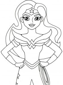 Página de para imprimir para niños : Wonder Woman en versión simple
