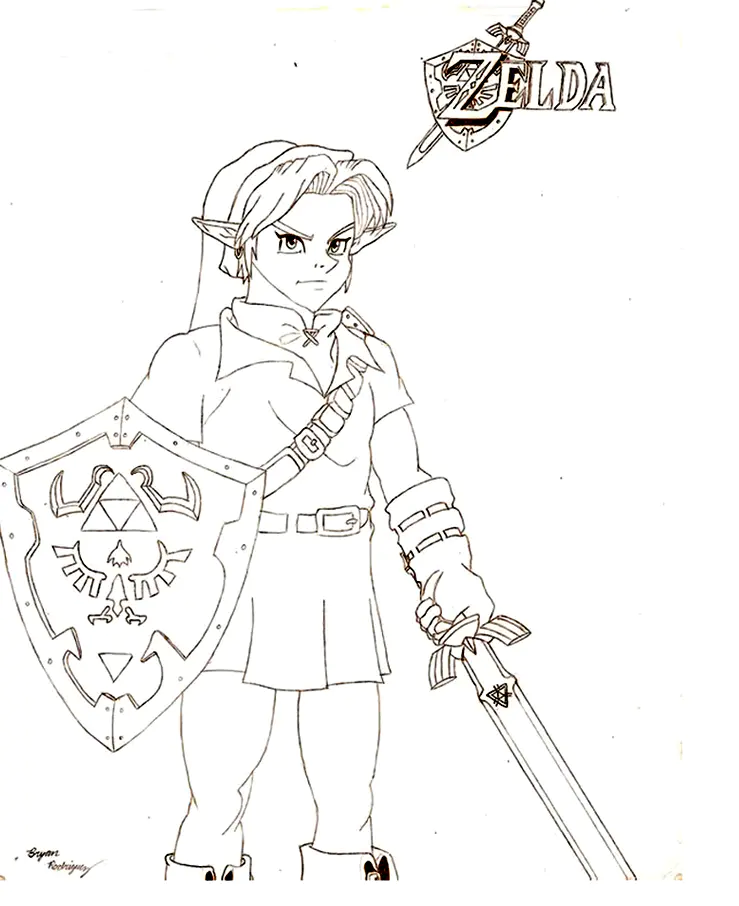 Imagen de Zelda para imprimir y colorear