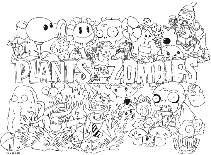 Páginas imprimibles para colorear de zombis para niños de zombies faciles Páginas imprimibles para colorear de zombis para niños