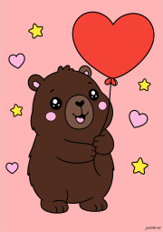 Création de 10412674 d'après Estilo capibara Kawaii sosteniendo un globo en forma de corazón