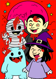 Criaturas de Halloween y luz de luna をぬった 匿名 さんの作品