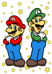 Creazione di Anonimo da Mario y Luigi sobre un fondo estrellado