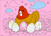 Una gallina y sus huevos en una variedad de patrones をぬった 匿名 さんの作品