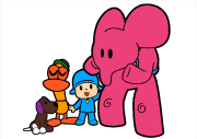 Werk von Anonym nach El elefante Elly con el perro Pocoyó, Pato y Loula