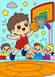 Werk von Anonym nach Joven jugador de baloncesto alegre (estilo Kawaii)