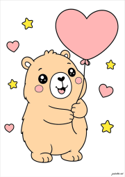 匿名 根据《Estilo capibara Kawaii sosteniendo un globo en forma de corazón》创作