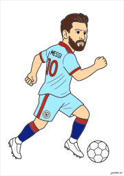 Werk von Anonym nach Lionel Messi corriendo con un balón