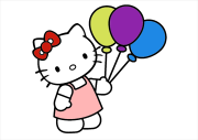 Hello kitty con tres globos をぬった 匿名 さんの作品