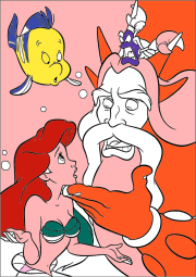 匿名 根据《Página para colorear de Ariel con su padre El Rey Tritón》创作