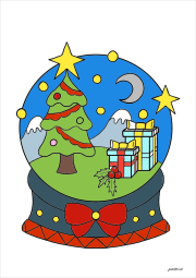 Globo de nieve con árbol de Navidad y regalos をぬった 匿名 さんの作品