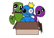 Werk von Anonym nach Personajes de Rainbow Friends saliendo de una caja