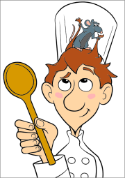 Alfredo Linguini y Ratatouille en su sombrero をぬった 匿名 さんの作品