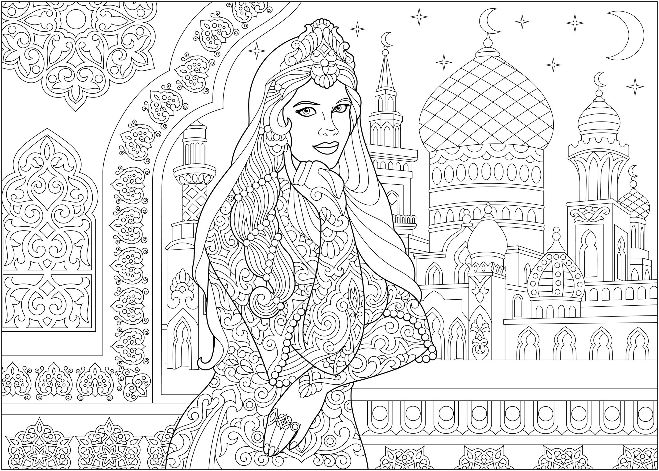 Desenhos grátis para colorir de Oriental para imprimir e colorir, Artista : Sybirko   Fonte : 123rf