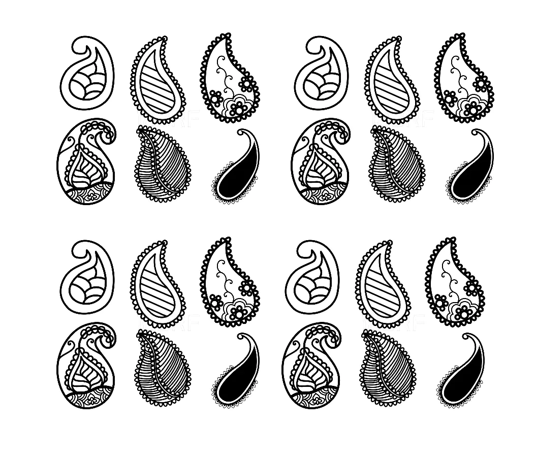 Graciosos padrões paisley (Página de Oriental para colorir e imprimir para adultos)