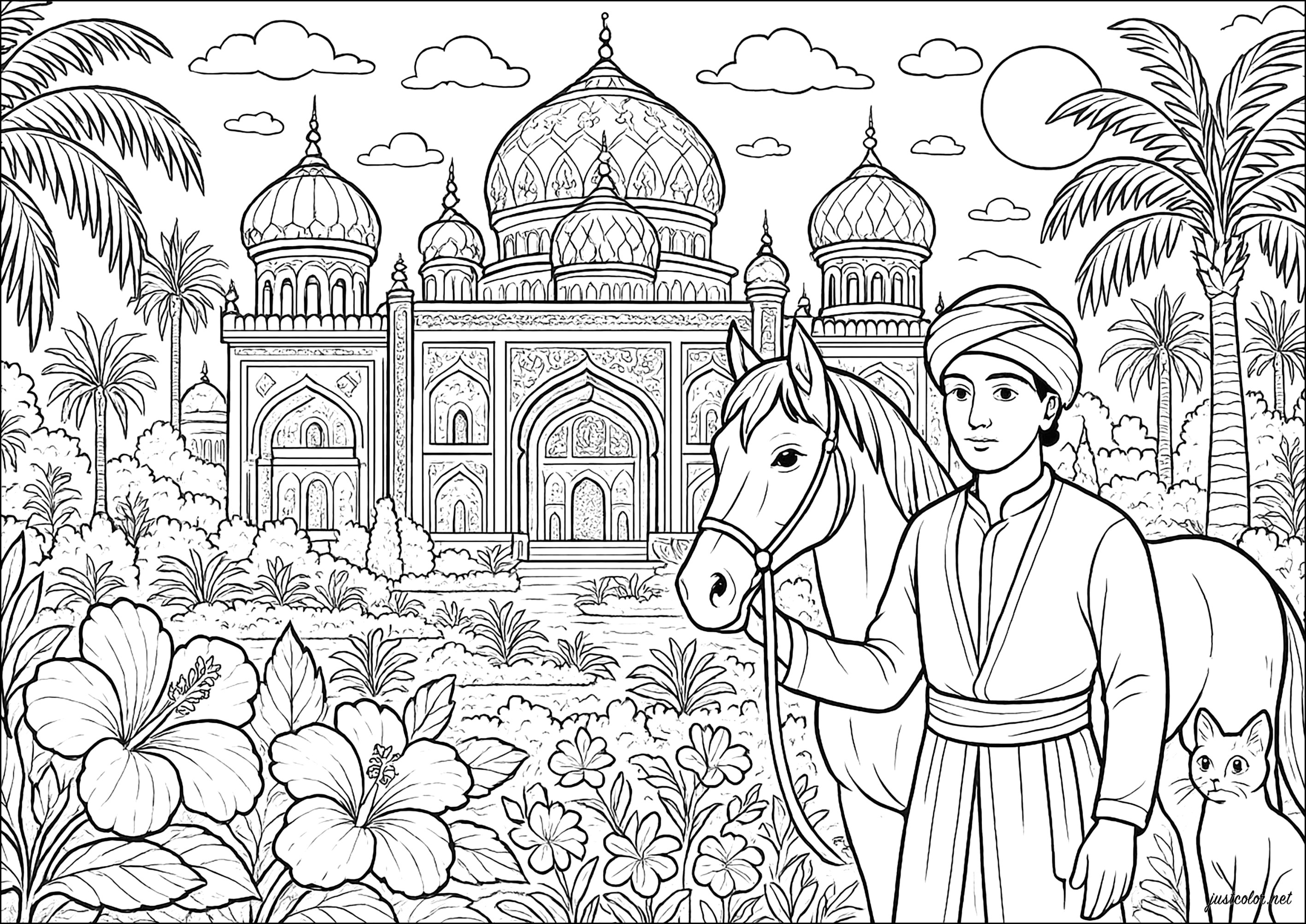 Palácio das Mil e Uma Noites (Página de Oriental para colorir e imprimir para adultos)