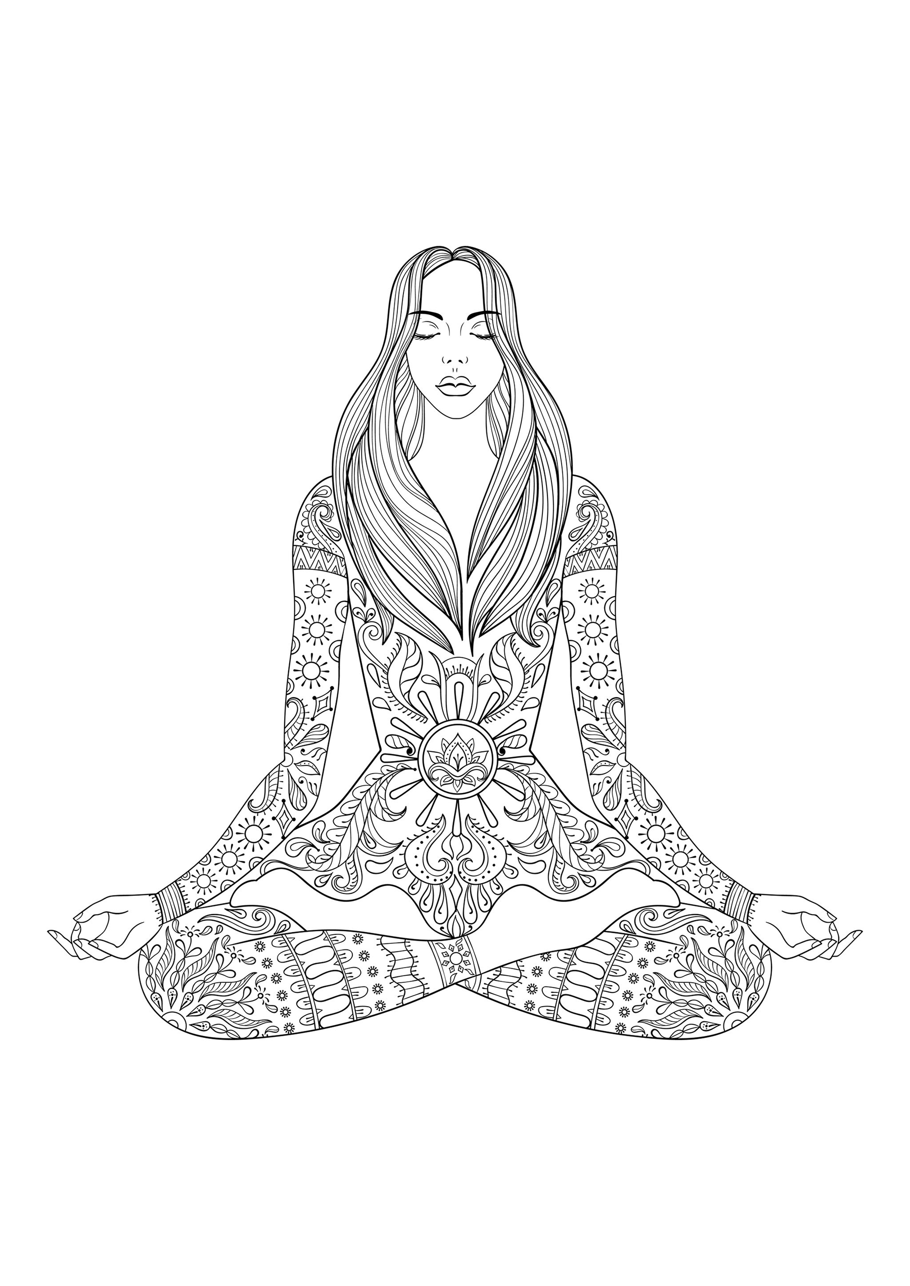 Meditação : Mulher sentada em pose de lótus, Artista : Ipanki   Fonte : 123rf