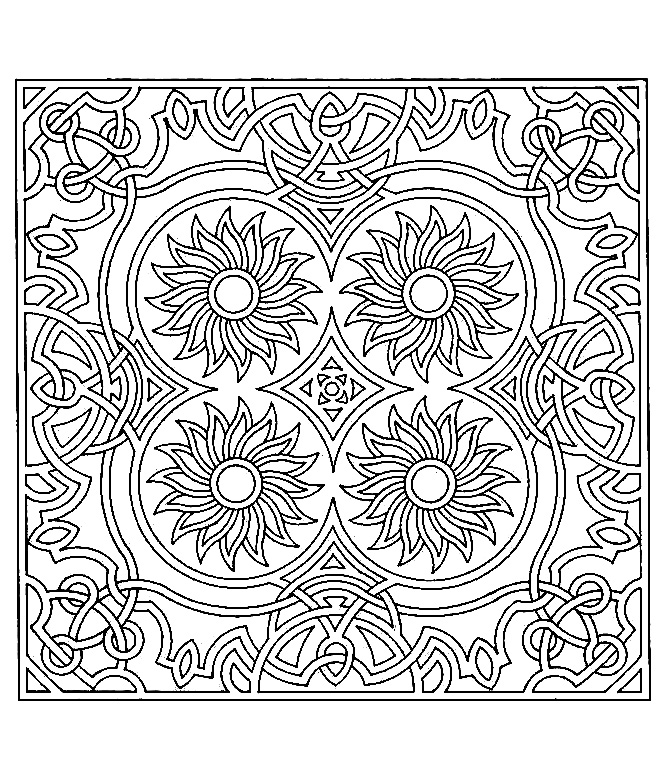 Bela ilustração com girassóis e elementos abstractos, simétricos e harmoniosos Bela ilustração com girassóis e elementos abstractos, simétricos e harmoniosos