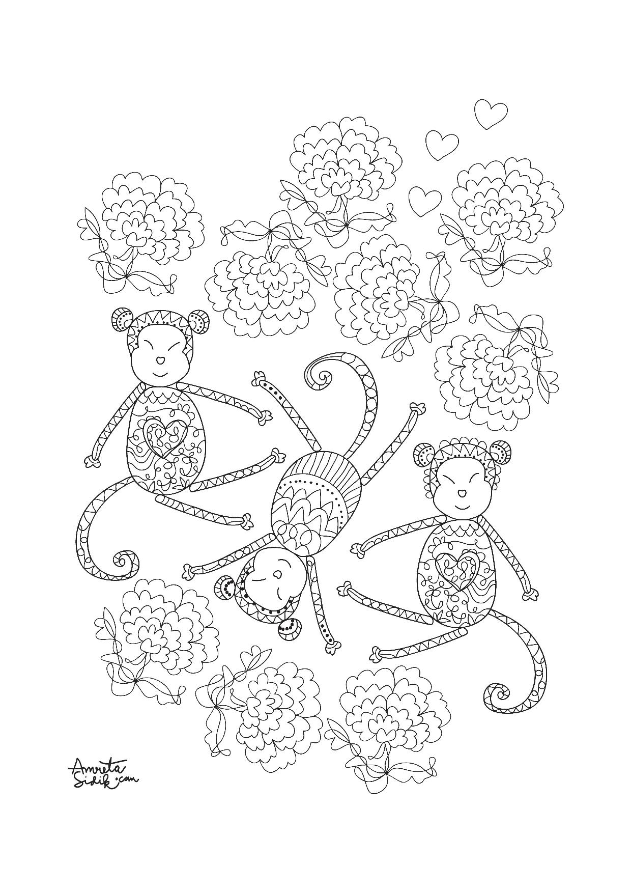 Desenhos de Ano do Macaco para colorir - 2