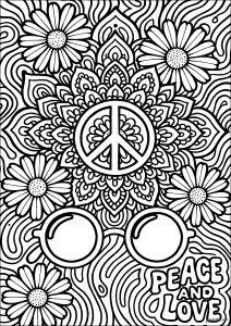 Sinfonia de paz e flores (Página Anti-Stress / Zen para colorir)