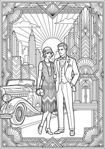 Páginas de Art Deco para colorir e imprimir para adultos