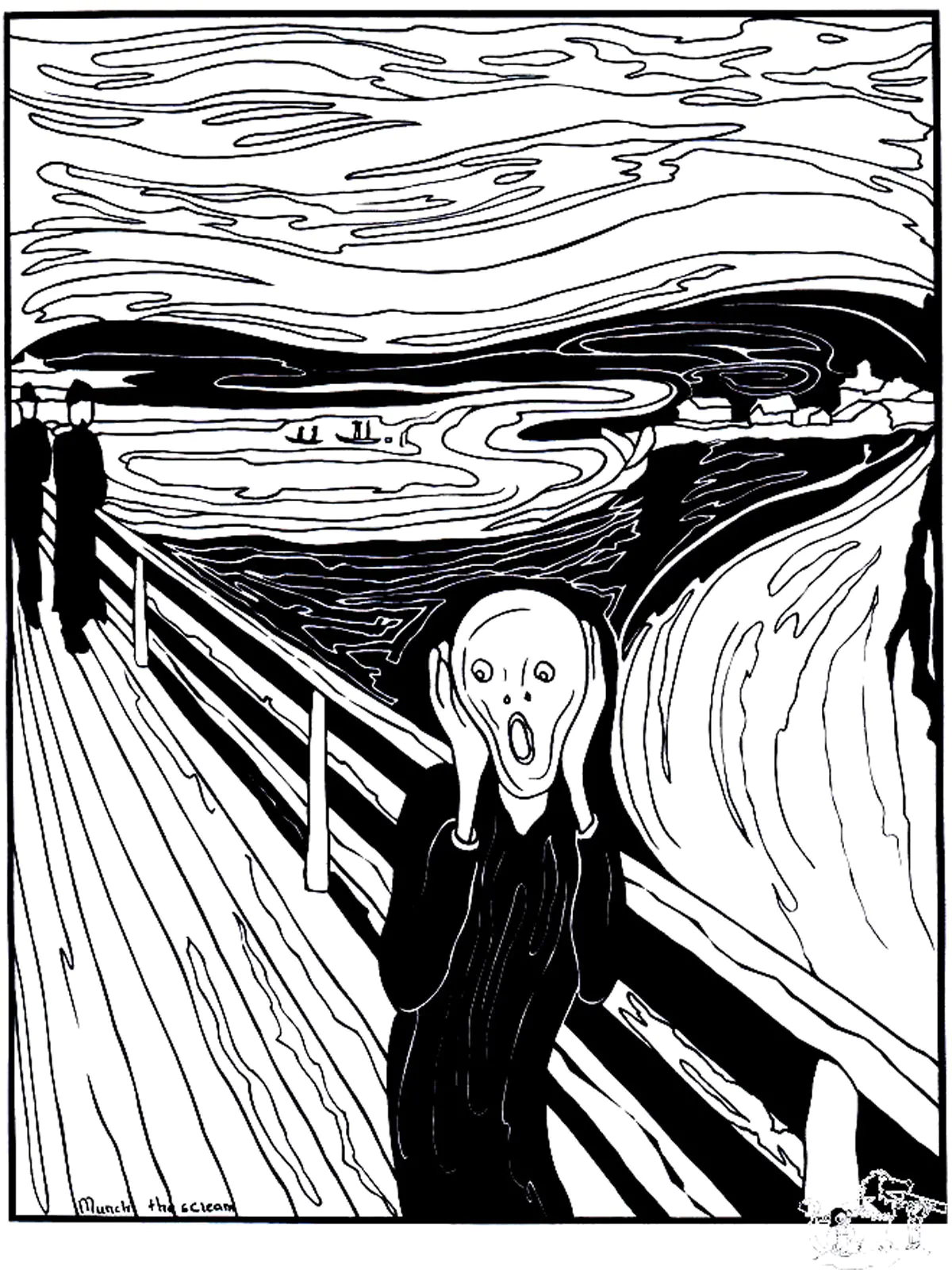 Le Cri - Edvard Munch (Página de Obras de arte para colorir e imprimir para adultos)