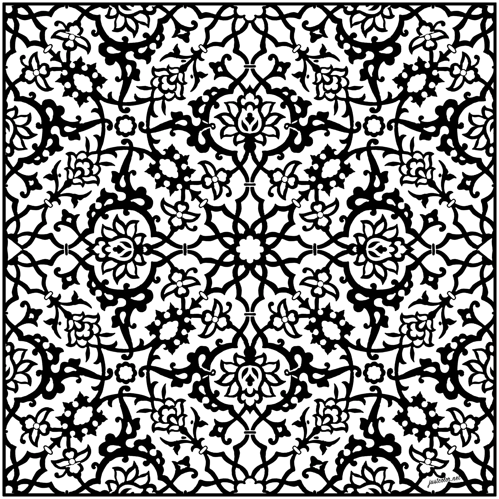 Azujelo escuro (Página de Azulejos para colorir e imprimir para adultos)