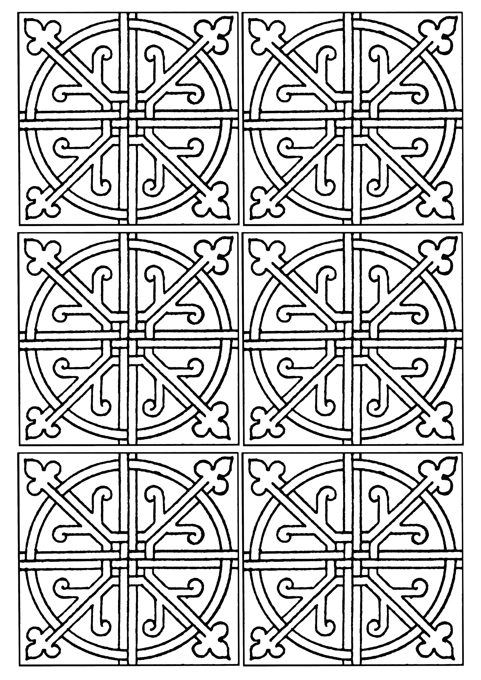 6 azulejos (Página para colorir e imprimir para adultos)