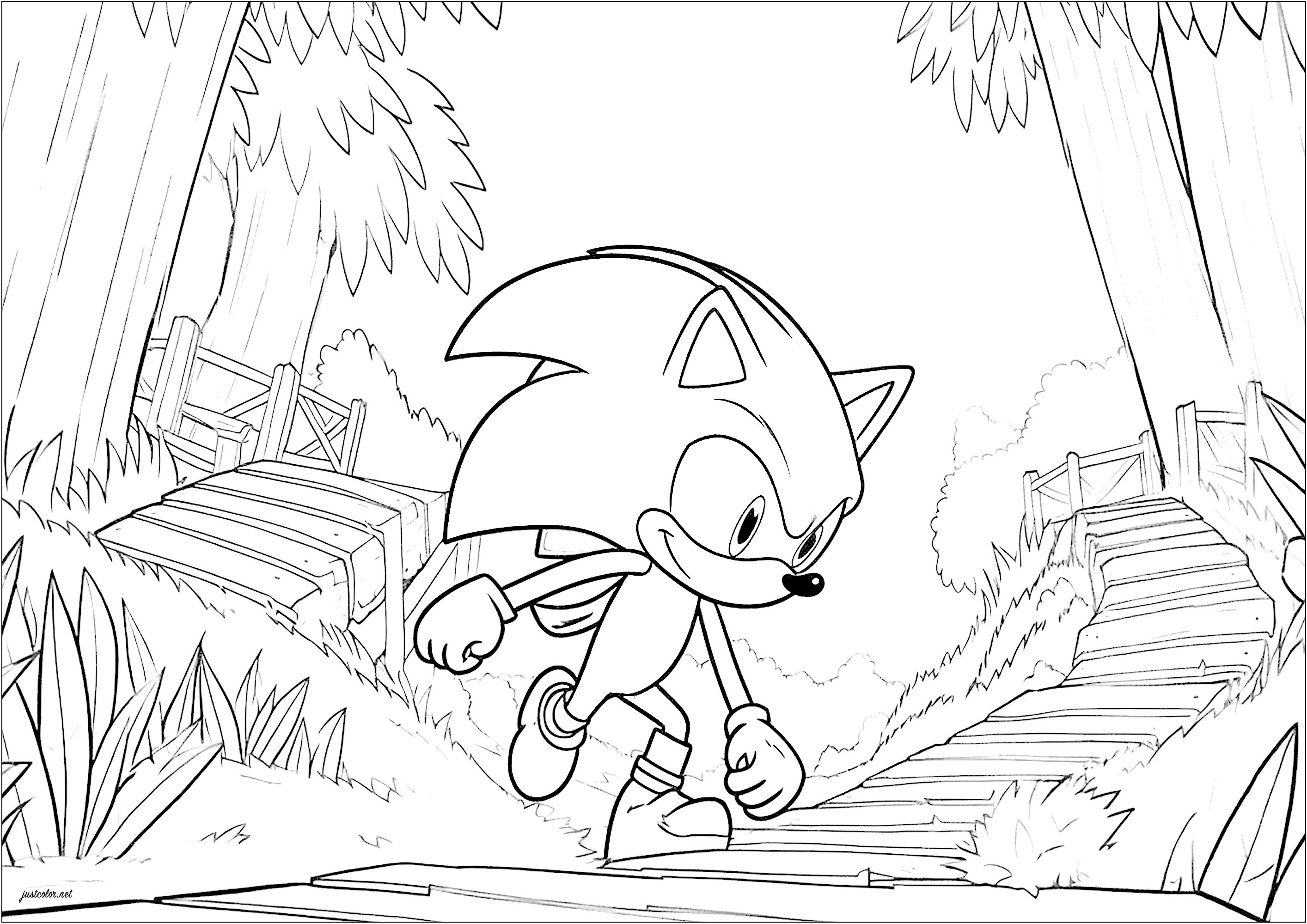 Sonic em missão numa aldeia remota - Retornar à infância - Coloring Pages  for Adults