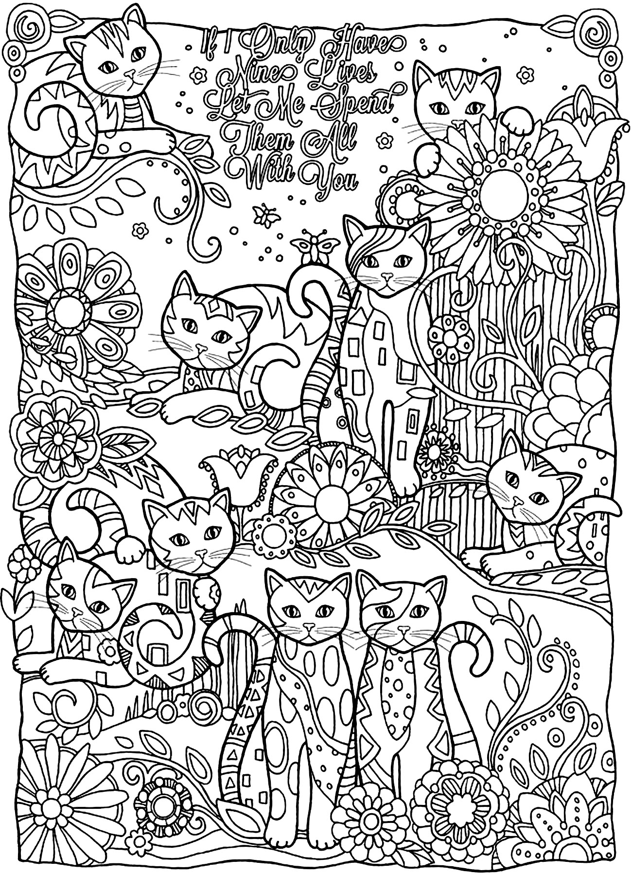 Desenhos para colorir para crianças de Gatos para imprimir