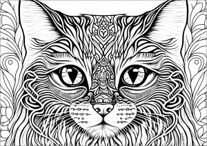 Cabeça de gato com padrões complexos