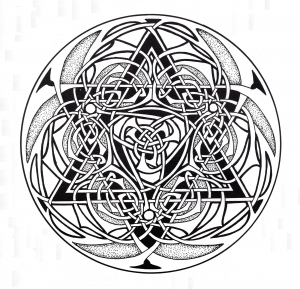 Arte celta: elementos entrelaçados que se assemelham a uma Mandala