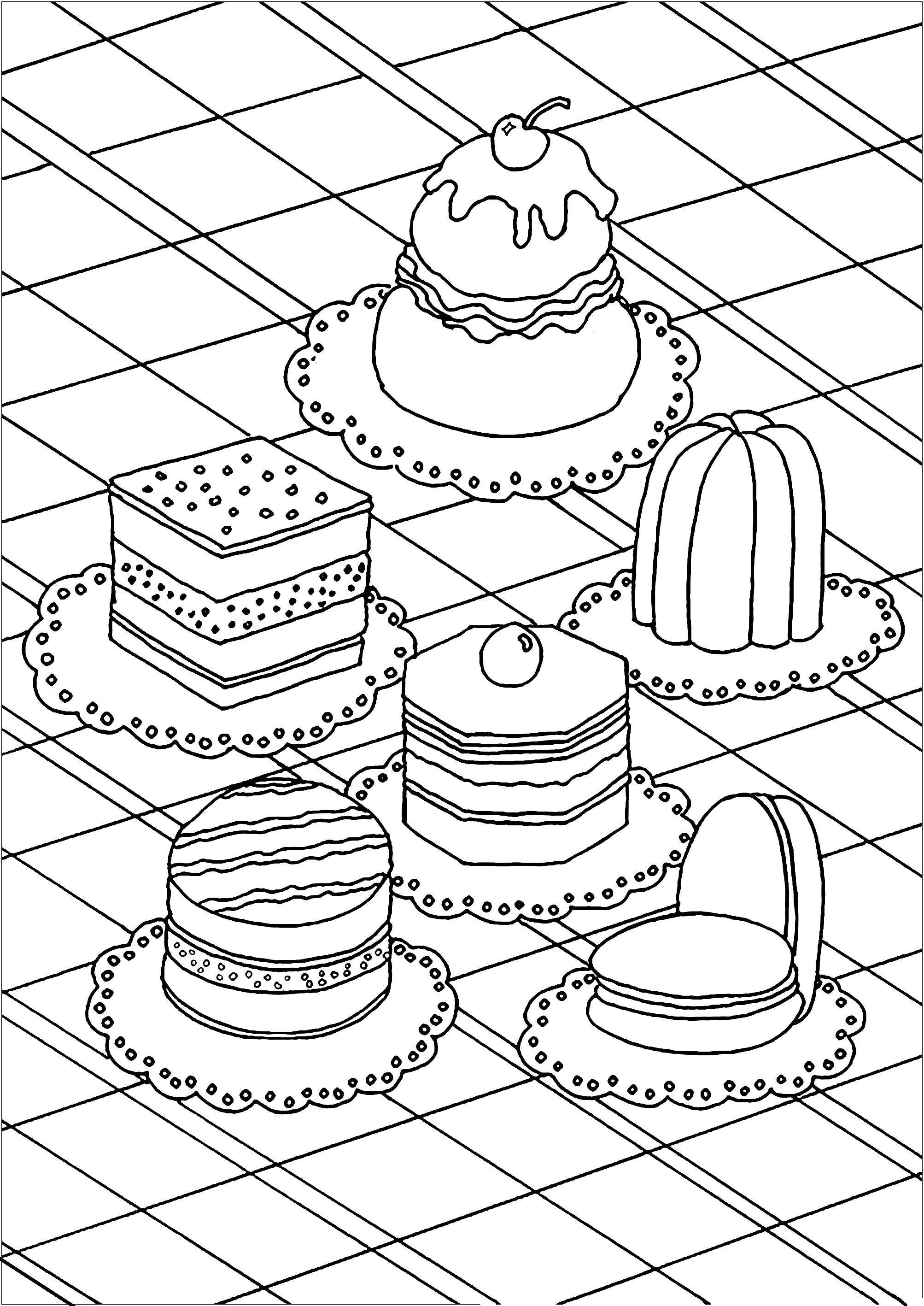 Desenhos para colorir de Bolos de copo para baixar - Bolos de copo -  Coloring Pages for Adults