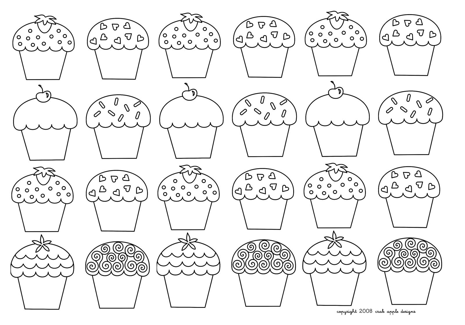 Desenhos para colorir para crianças de Bolos de copo para baixar