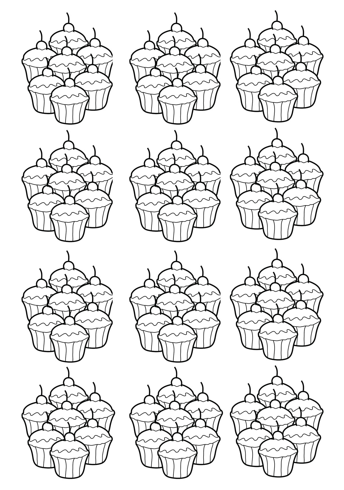 Mosaico básico de cupcakes para colorir