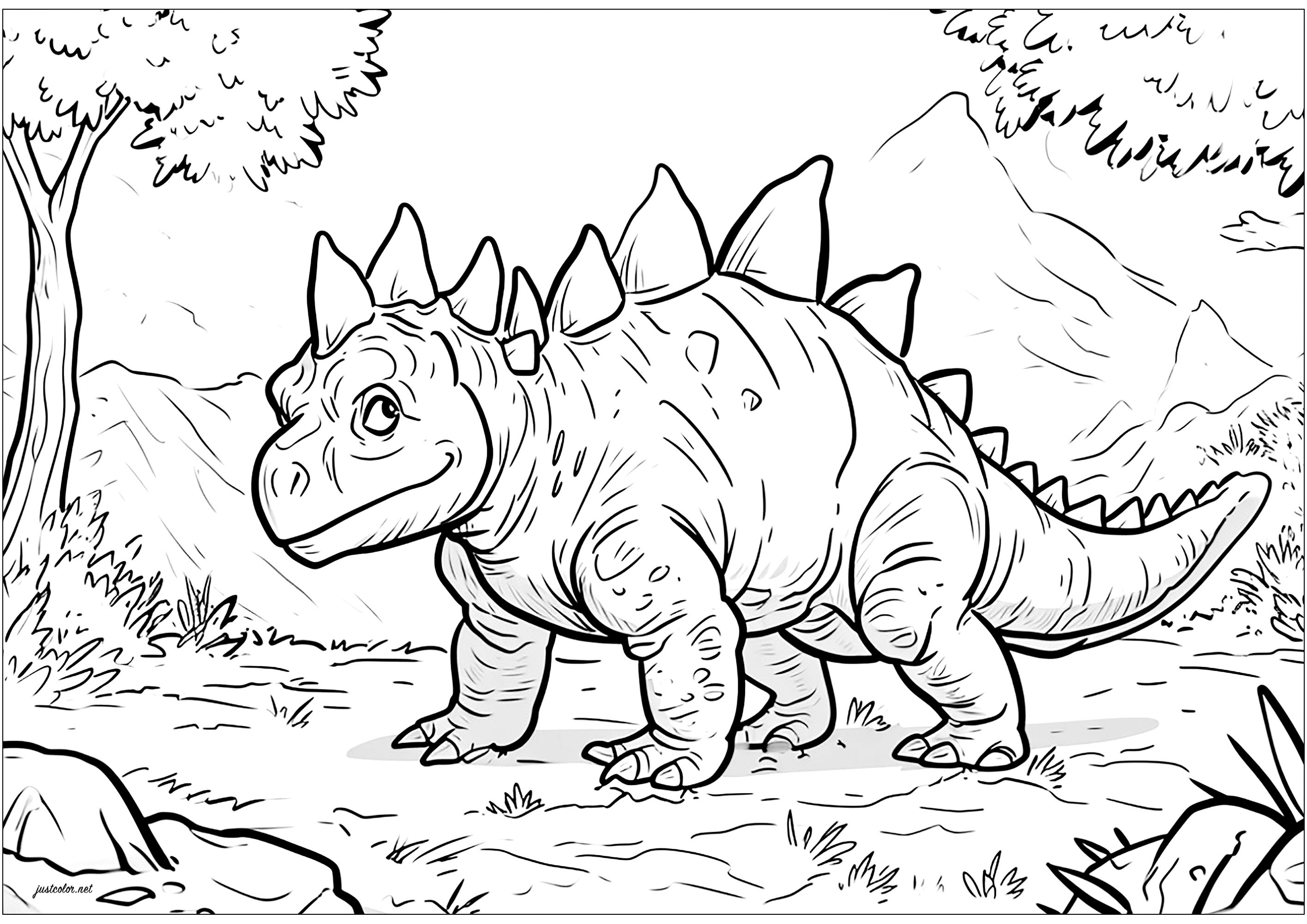 Estegossauro numa floresta