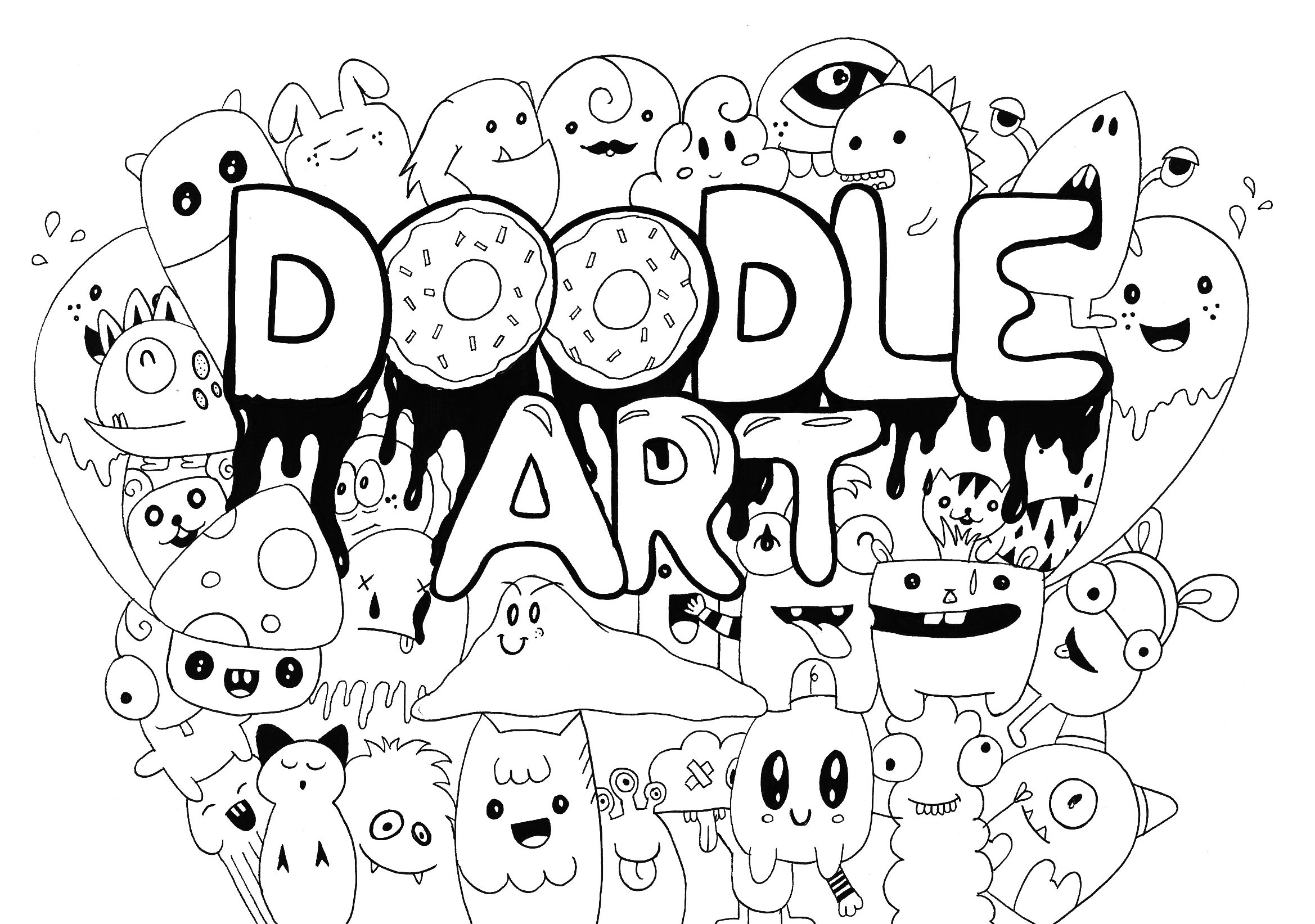 Desenhos incríveis para colorir para crianças de Doodle Art / Doodling