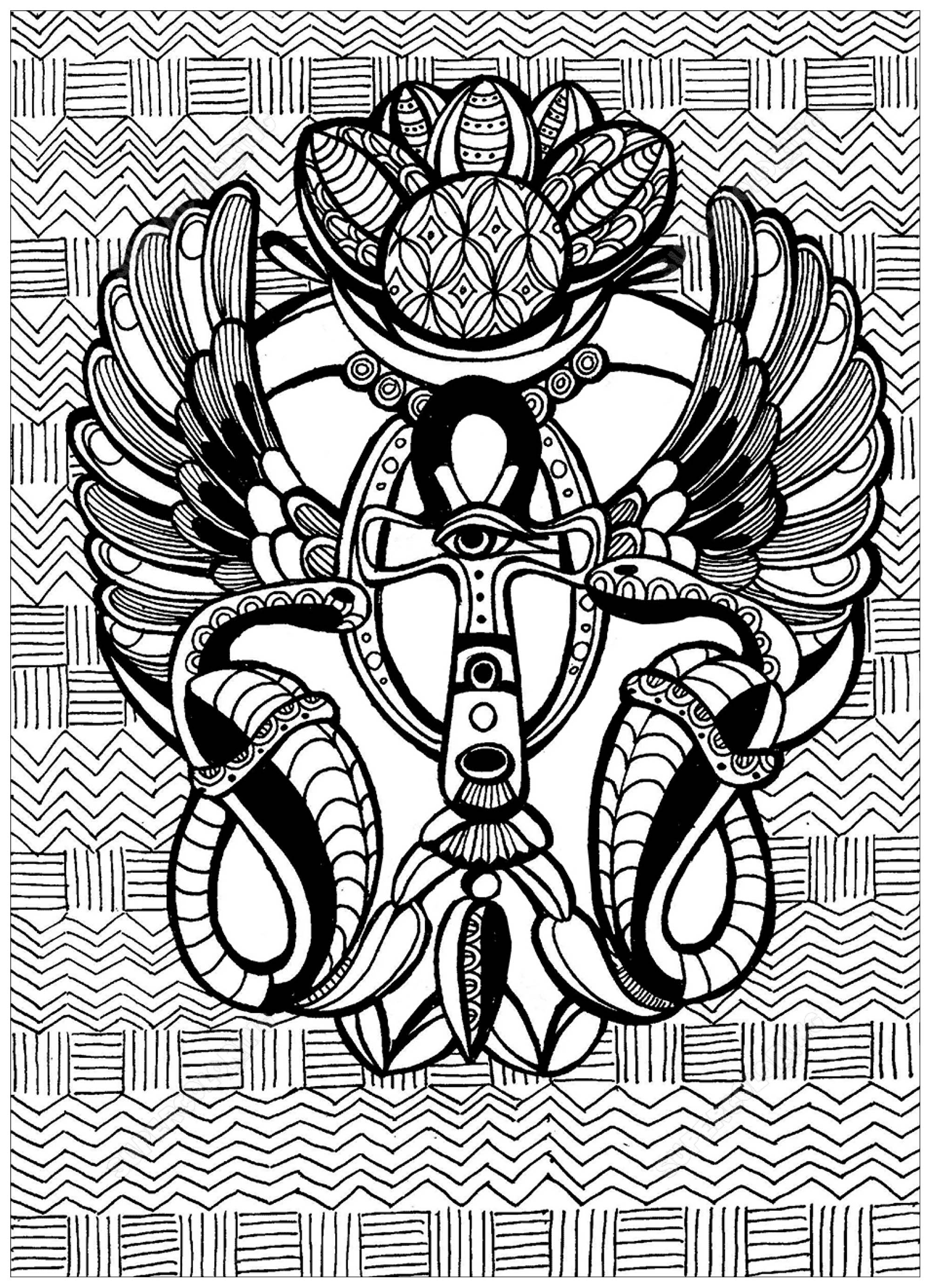 Amuleto egípcio, Artista : Krivosheeva Olga (Ori Akuma)   Fonte : Supercoloring