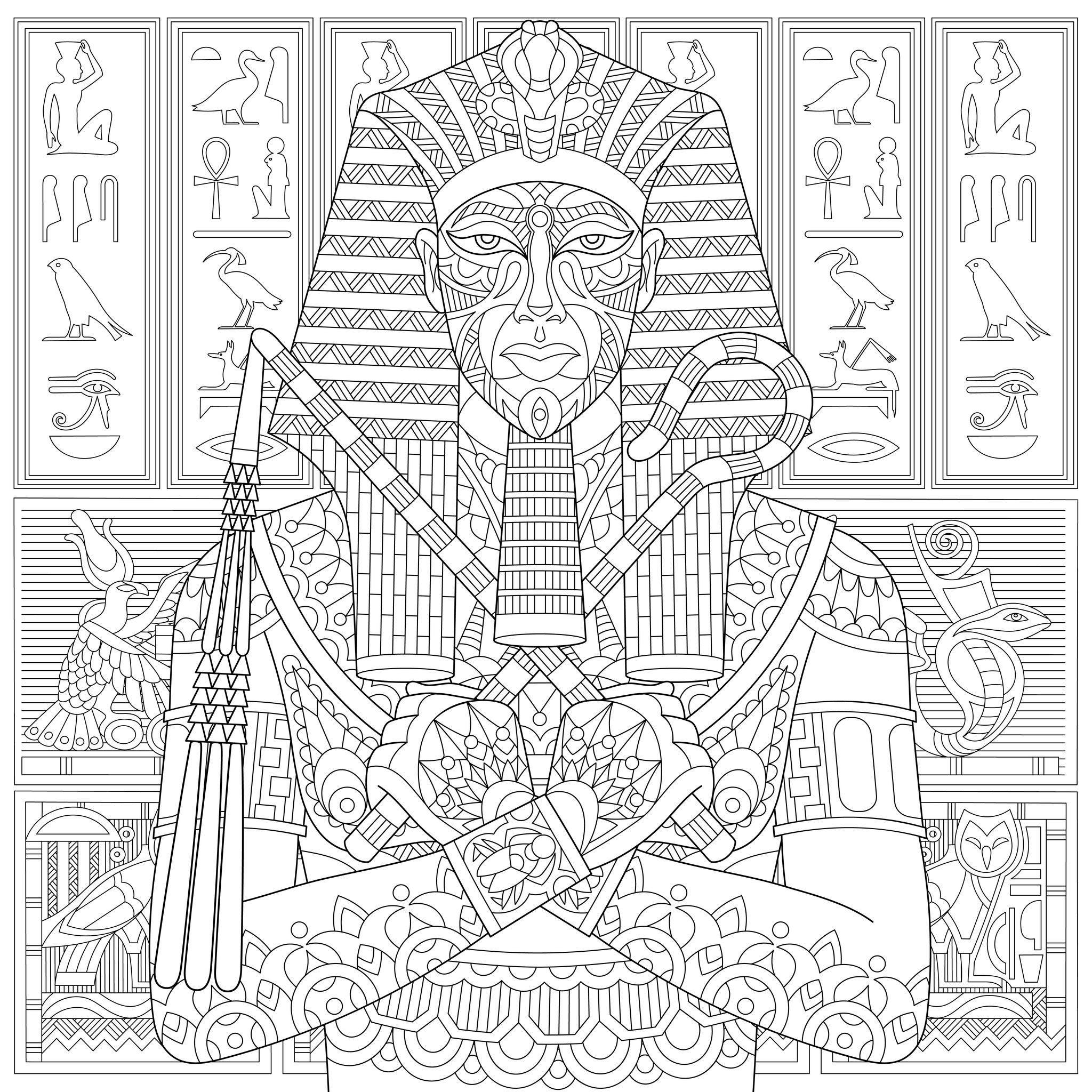 Desenhos para colorir para crianças de Egito e hieróglifos para baixar, Artista : Sybirko   Fonte : 123rf